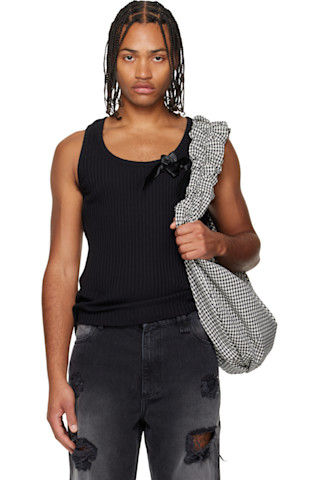 Black Ribbon Daisy Tank Top by Simone Rocha on Sale