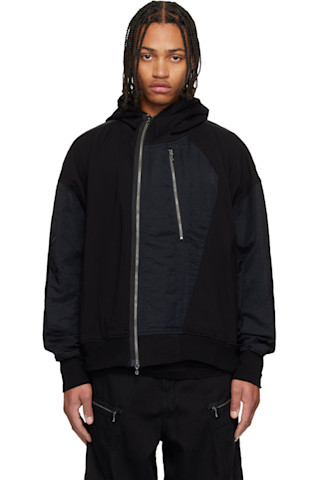 Black Outpost Zip-Up Hoodie by Julius on Sale
