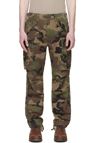 RRL: カーキ Regiment 迷彩 リップストップ カーゴパンツ | SSENSE 日本