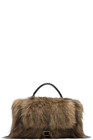 sacai フェイクファー ハンドバッグ sacaiのベージュ＆ブラウン Muff フェイクファー バッグがセール中