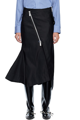 sacai: ブラック ナイロンツイル ミディアムスカート | SSENSE 日本