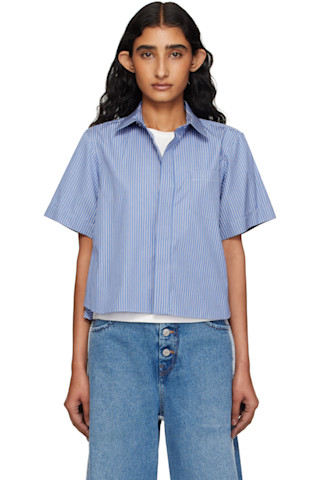 Blue Poplin Shirt by sacai on Sale