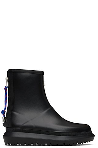 sacai: Black Rubber Boots | SSENSE