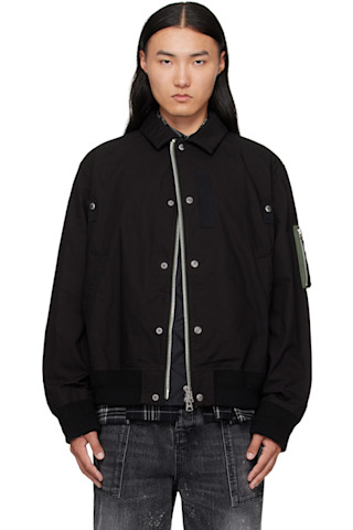 sacai ブラック ボタン付きシャツジャケット Sacai シャツジャケット | ブラック | FARFETCH JP