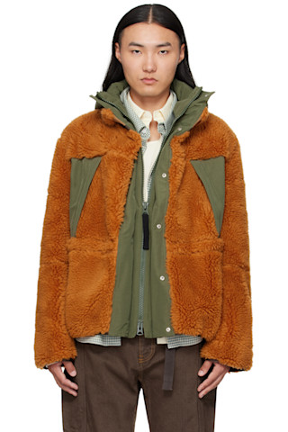 Sacai シアリング　ブルゾンジャケット　ブラウン　オレンジ Sacai シアリングブルゾンジャケットブラウンオレンジ