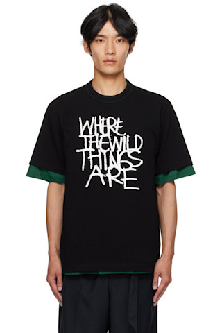 カ*ト様 WHERE THE WILD THINGS ARE Tシャツ sacai: ブラック 'Where The Wild Things Are' Tシャツ | SSENSE