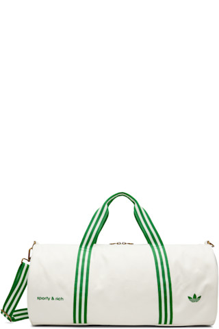 ◆送関税無料◆Sporty&Rich × adidas コラボ ダッフルバッグ Sporty & Rich: オフホワイト&グリーン adidas Originals