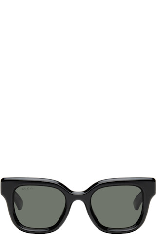 GUCCI GG0208S ブラック スクエア サングラス Gucci GG0208S XXS (49 - 28) with Grey lenses and Black frame