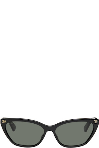 GUCCI ブラック Light Acetate GG Cat Eye サングラス Gucci: Black Light Acetate GG Cat Eye Sunglasses | SSENSE
