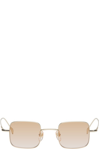 【関税込み】Gucci ゴールド 'Gucci' Block スクエアサングラス Gucci: ゴールド 'Gucci' Block スクエアサングラス | SSENSE 日本