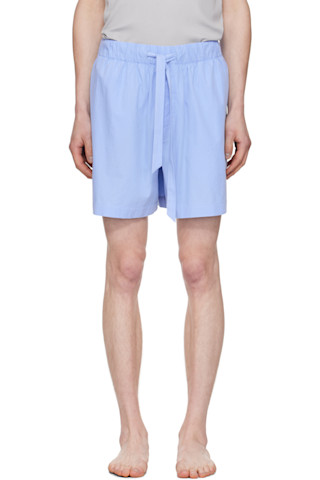 Tekla: ブルー ポプリン パジャマ ショートパンツ | SSENSE 日本