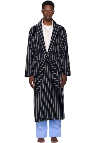 Navy Terry Classic Bathrobe by Tekla on Sale