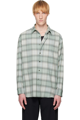 AURALEE: Blue Super Light Wool Check Shirt | SSENSE AURALEE: Blue Super Light Wool Check Shirt | SSENSE