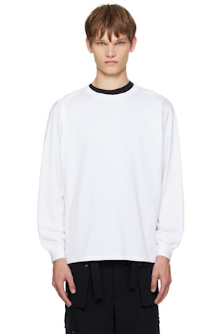 White Luster Plaiting L/S T-shirt by AURALEE on Sale