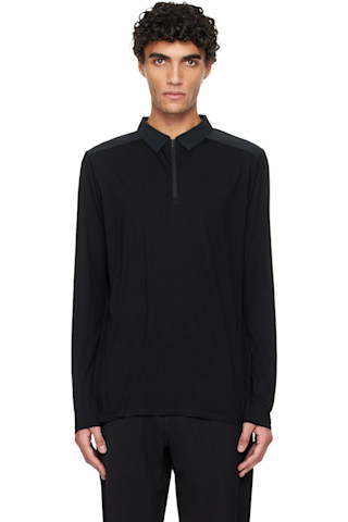 ☆2025aw新品同様☆VEILANCE FRAME LS POLO BLK S Veilance: Black Frame LS Polo | SSENSE