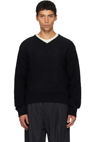 Black V-Neck Sweater by mfpen on Sale