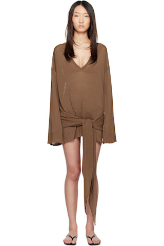 【関税込み】The Attico ブラウン Abito ミニ カバーアップ The Attico: Brown Mini Abito Cover-up | SSENSE UK