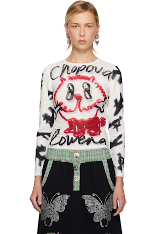 White Bone Mesh T-shirt by Chopova Lowena on Sale