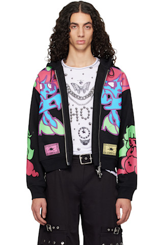 Black 'The Girls' Zip Hoodie by Chopova Lowena on Sale