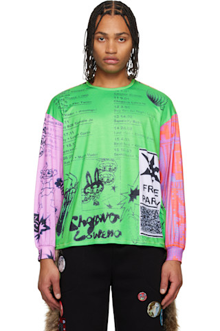 【GW最終】chopova lowena 21AW flower Tshirt Multicolor Poster Oversized Jersey T-shirt by Chopova Lowena on Sale
