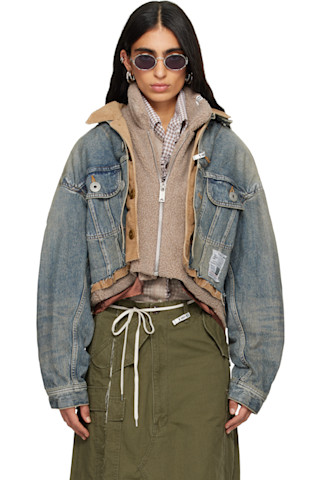 Blue Triple Layered Denim Jacket by Maison MIHARA YASUHIRO on Sale