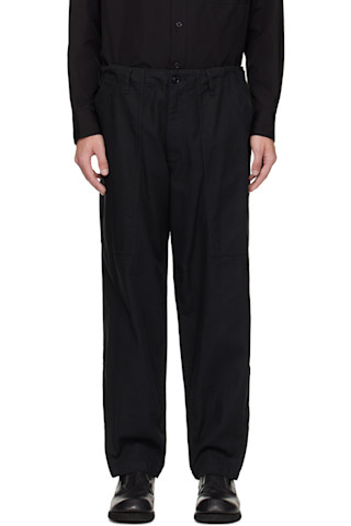 YOHJI YAMAMOTO: Black BS Herringbone Hem Zip Painter