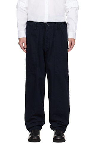 YOHJI YAMAMOTO: Navy BS Katsuragi Hem Zip Painter Trousers