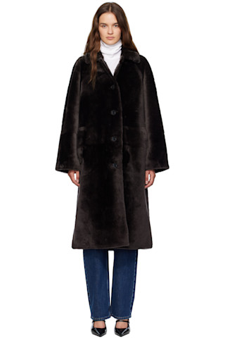 Brown Lambswool Coat by Yves Salomon on Sale