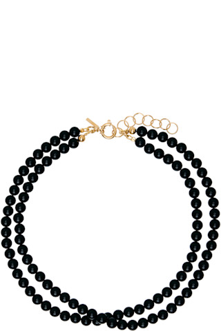 Faux Black Pearl Necklace by Ernest W. Baker on Sale