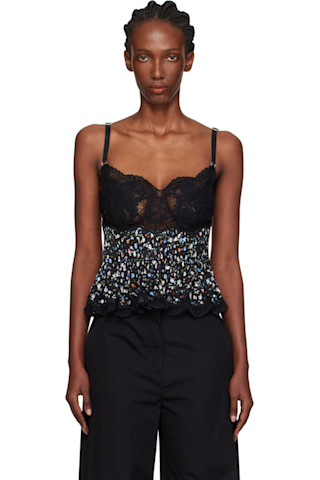 Black Lace Camisole by Rabanne on Sale