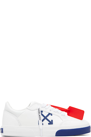 White & Navy Vulcanized Low Sneakers by Off-White on Sale display picture 2