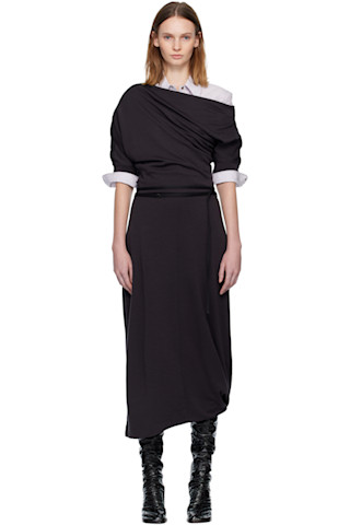 Gray Twisted Hem Midi Dress by LEMAIRE on Sale