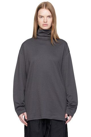 Gray Relaxed Mock Neck T-shirt