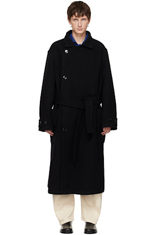 LEMAIRE: Black Wrap Coat | SSENSE