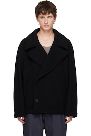 Black Boxy Coat by LEMAIRE on Sale