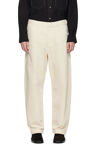 Off-White Maxi Workwear Jeans by LEMAIRE on Sale