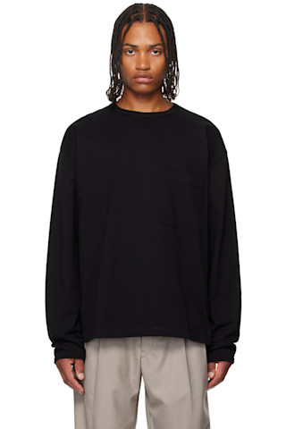 LEMAIRE: Black Boxy Long Sleeve T-shirt | SSENSE