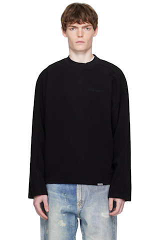 【関税込み】Represent ブラック ワッフル 長袖Tシャツ Represent: ブラック ワッフル 長袖Tシャツ | SSENSE 日本