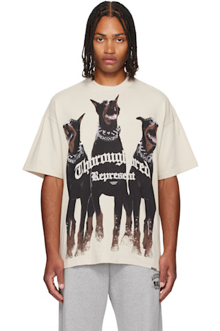 Represent: Off-White 'Thoroughbred' T-shirt | SSENSE