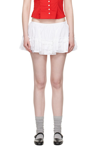 【関税込み】Sandy Liang ホワイト Coli スコート Sandy Liang: White Coli Skort | SSENSE 日本