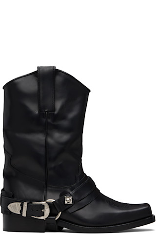 Toga Virilis: SSENSE限定 ブラック AJ1178 レザー ブーツ | SSENSE 日本