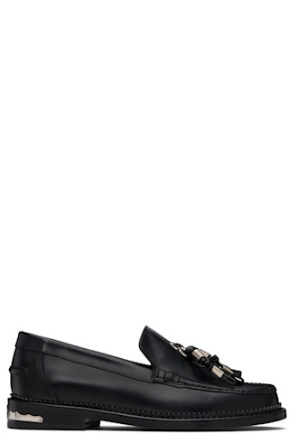 TOGA Virilis Black　43 Black Hard Leather Loafers by Toga Virilis on Sale