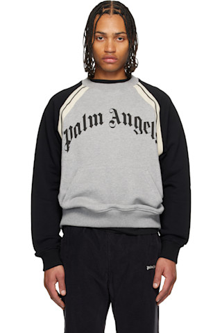 Palm Angelsのグレー カーブドロゴ トラック クルーネック スウェット