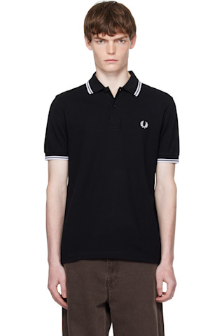 FRED PERRY ブラック ポロシャツ 40/101 Crepe Pique Polo Shirt - Black | Men's Polo Shirts | Short & Long