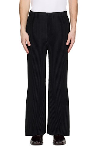 HOMME PLISSÉ ISSEY MIYAKE: Black Pleats Bottoms 3 Trousers