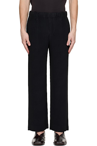 【数回着用のみ】HOMME PLISSE ISSEY MIYAKEパンツ 2 黒 HOMME PLISSÉ ISSEY MIYAKE BASICS BLACK Basics Pleated Trousers in