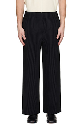 Black Monthly Color May Trousers by HOMME PLISSÉ ISSEY MIYAKE on Sale