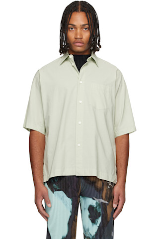 HOMME PLISSÉ ISSEY MIYAKE: Green Streamline Shirt | SSENSE