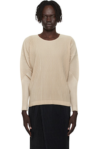 HOMME PLISSÉ ISSEY MIYAKE: Beige Light Mesh T-shirt | SSENSE