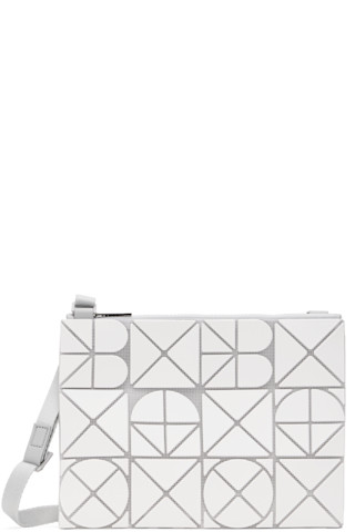 BAO BAO ISSEY MIYAKE: White Font Crossbody Bag | SSENSE